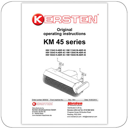 Instruction Manual - KM 45 Sweeper - KM11545, KM13045, KM15045