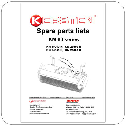 Spare parts lists Front Sweeper KM 60, KM 19060, KM 22560, KM 25060, KM27060
