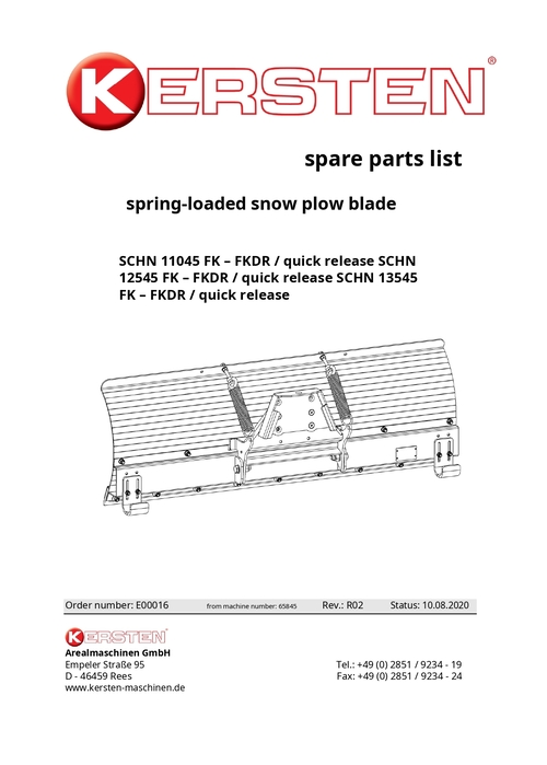 Spare Parts List FK-FKDR Snow Plough