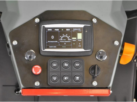 M-Trac digital dashboard and hand controls