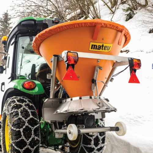 Matev 250L Mechanical/ Hydraulic Drive Mounted Stainless Steel Spreader