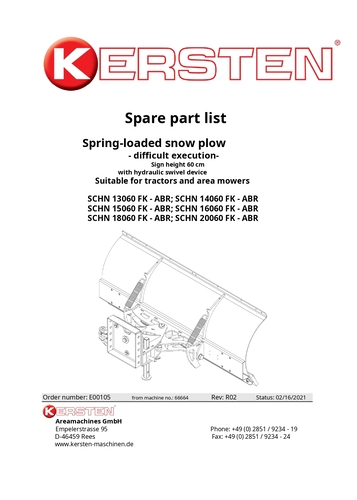 Instruction Manual - Spare Parts Lists SNOW PLOUGH SCHN 60 FK-ABR