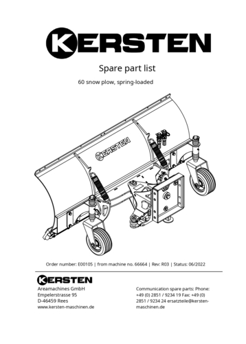 Instruction Manual - Spare Parts Lists SNOW PLOUGH SCHN 60 FK-ABR