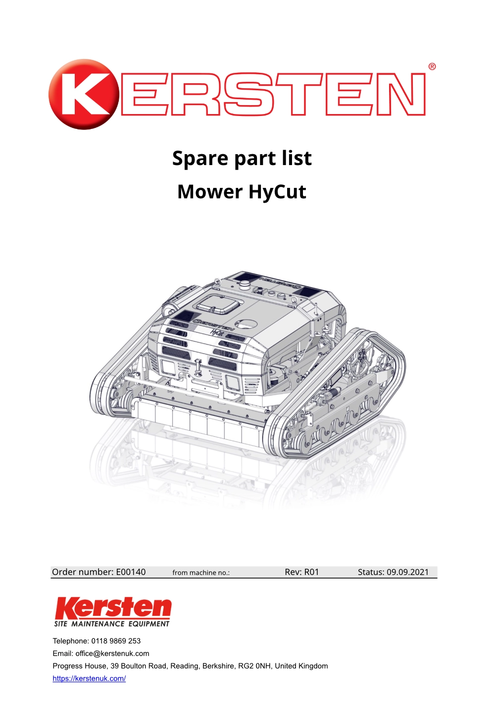 Spare Parts Lists - E00140 R01 Hycut