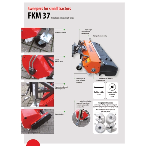 Information Sheet - Front Sweeper for Ride on Mowers and small tractors - FKM 37