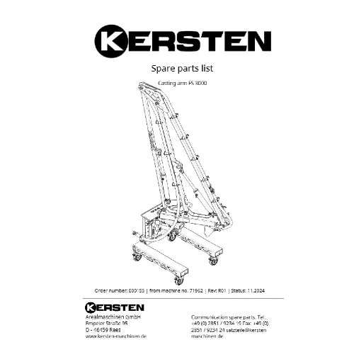 Spare Parts Lists - E00155 R01 FS 3000 Watering Arm