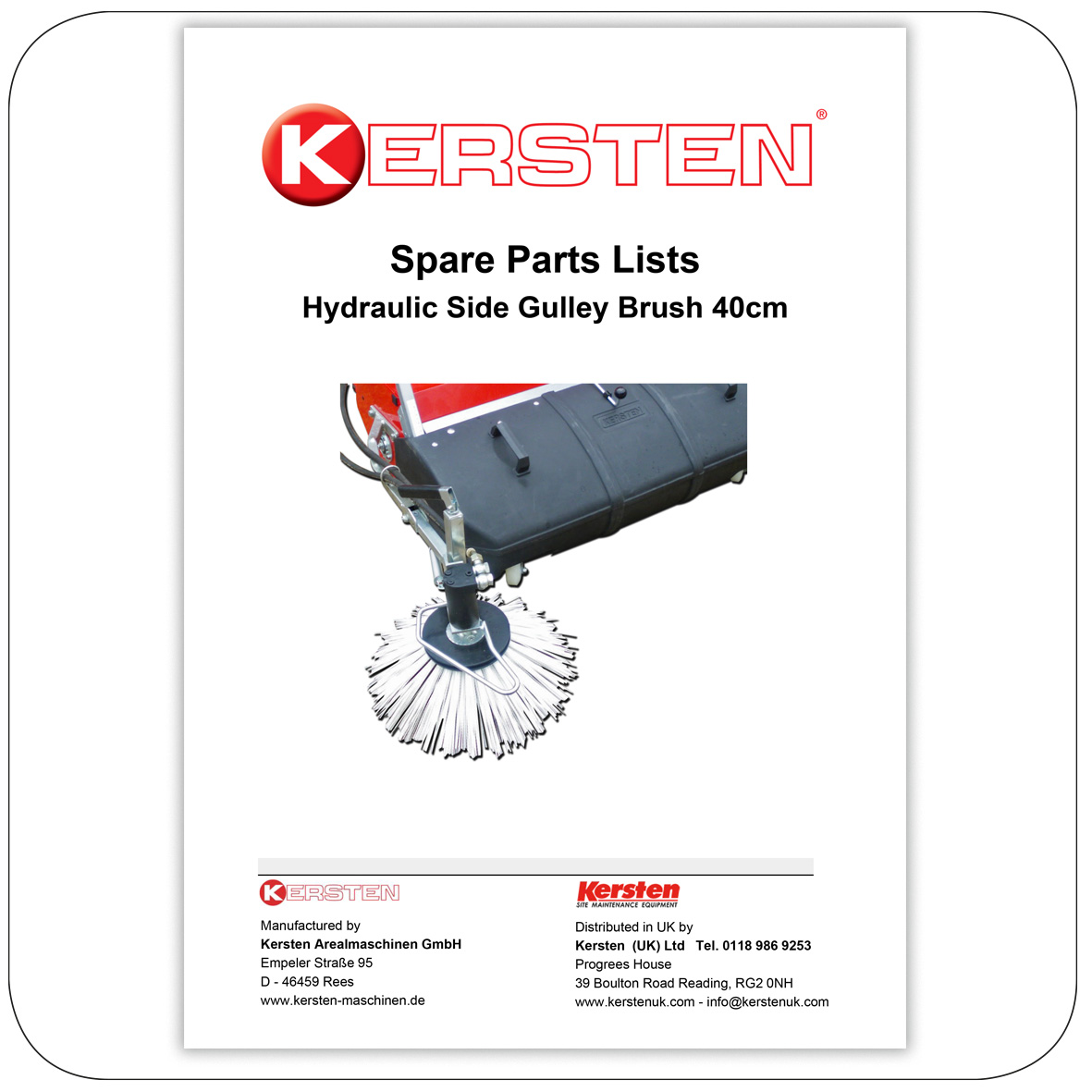 Spare Parts Lists Hydraulic Side Gulley Brush 40cm - Attachments
