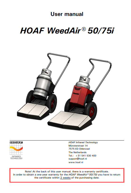 Hoaf WeedAir 50i Instruction And Spare Parts Manual