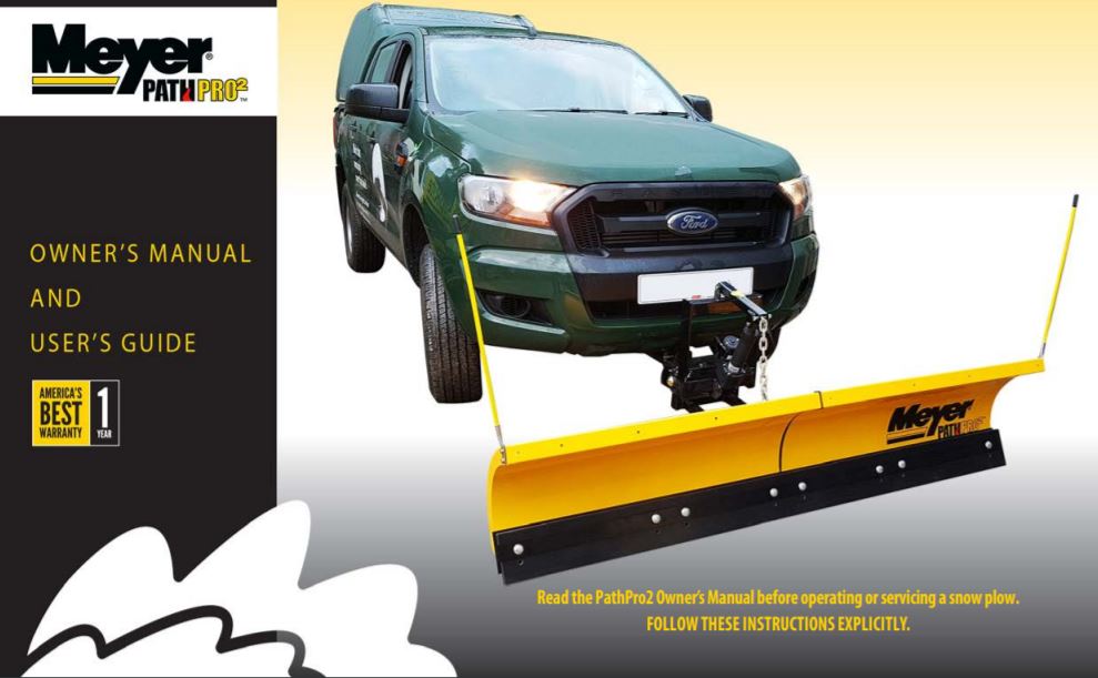 Owners Manual Meyer PathPro 2 Snow Plough
