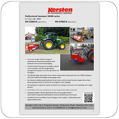 Information Sheet - Rear Mounted Sweepers for Tractor - KM 60