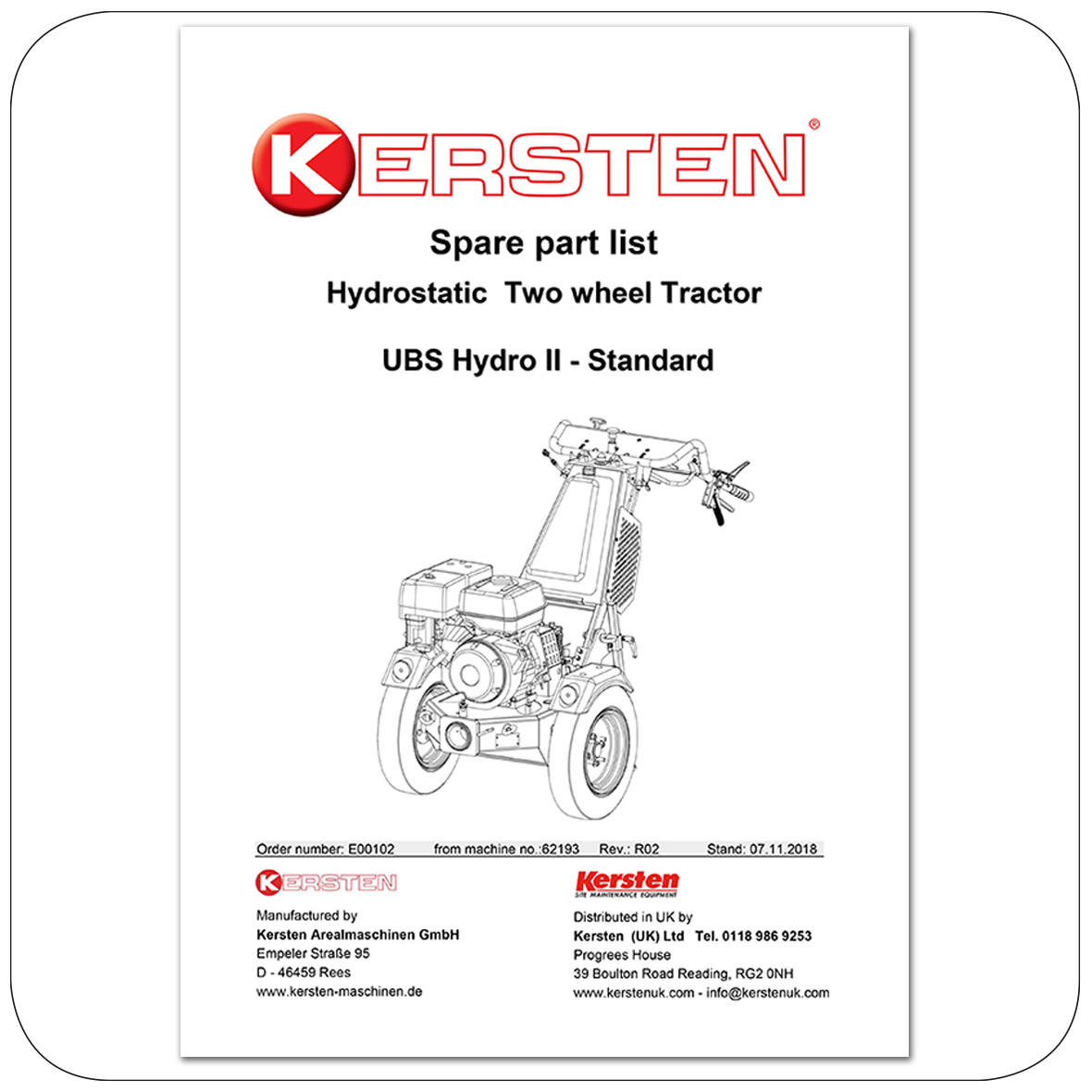 Spare part list UBS Hydro - Power Unit - E00102