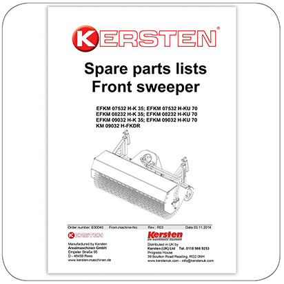 Spare Parts Lists Front Sweeper - EFKM 07532, EFKM 08232, EFKM 09032, KM 09032 - Attachments - E00040