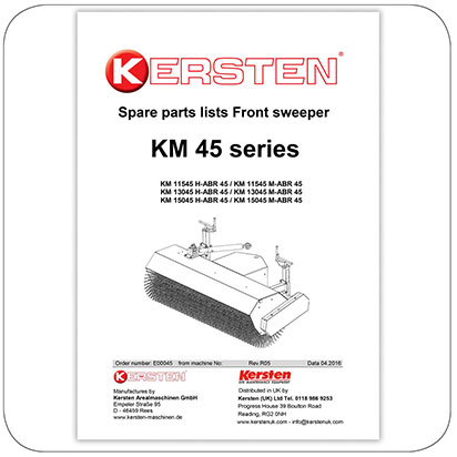 Spare parts lists KM 45 Sweeper KM11545, KM13045, ...