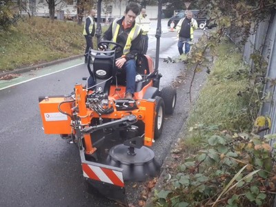 Kersten UB 6080 MH weed brush fitted to a Kubota F-Series mower