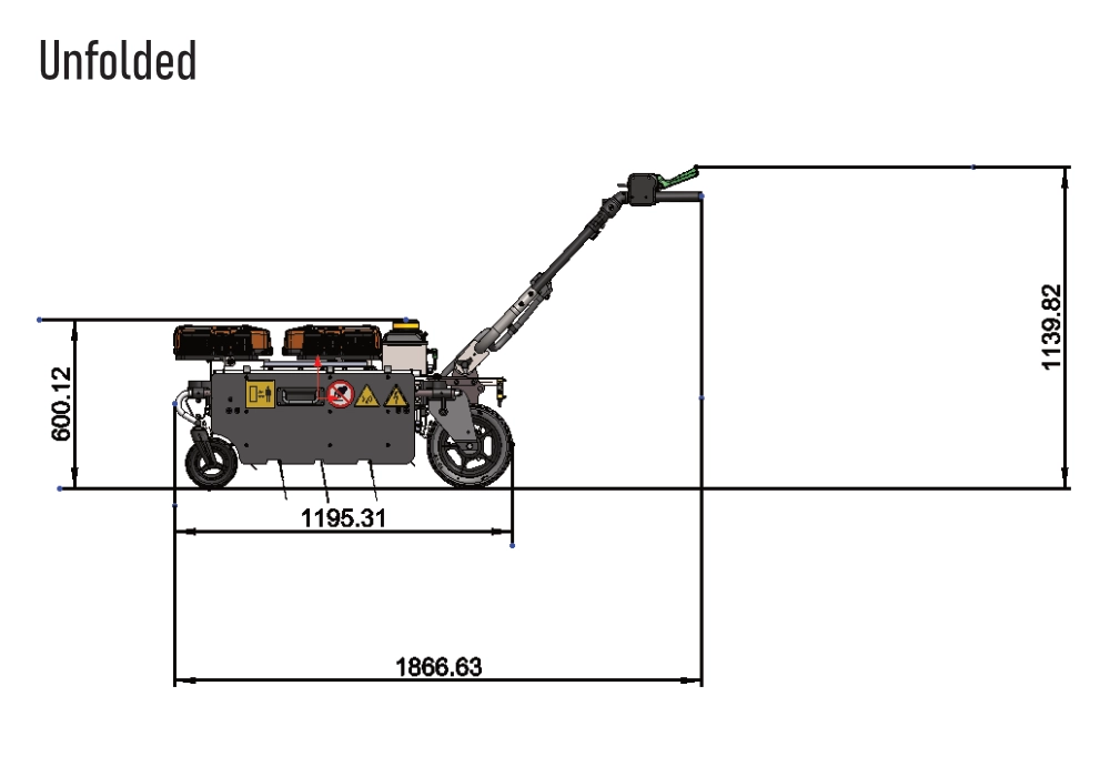 Zasso Zap Weeder - Unfolded Technical Dimensions