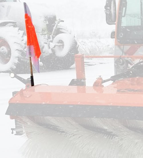 Side warning flags - to indicate sweeper width