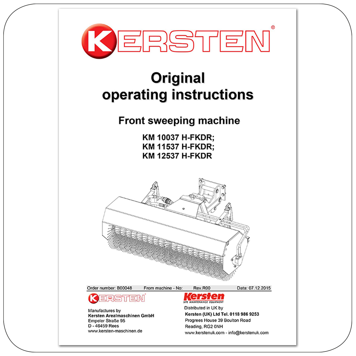 Instruction Manual Front Sweeper KM 10037, KM 11537, KM 12537