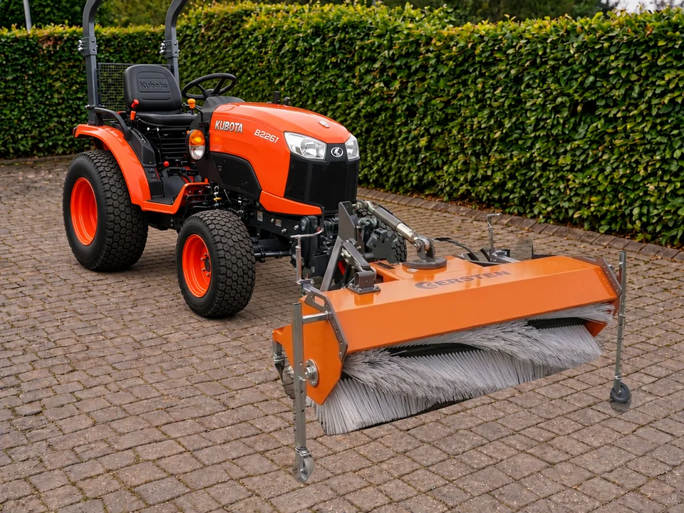 Kersten KM45 front sweeper on a Kubota B2261