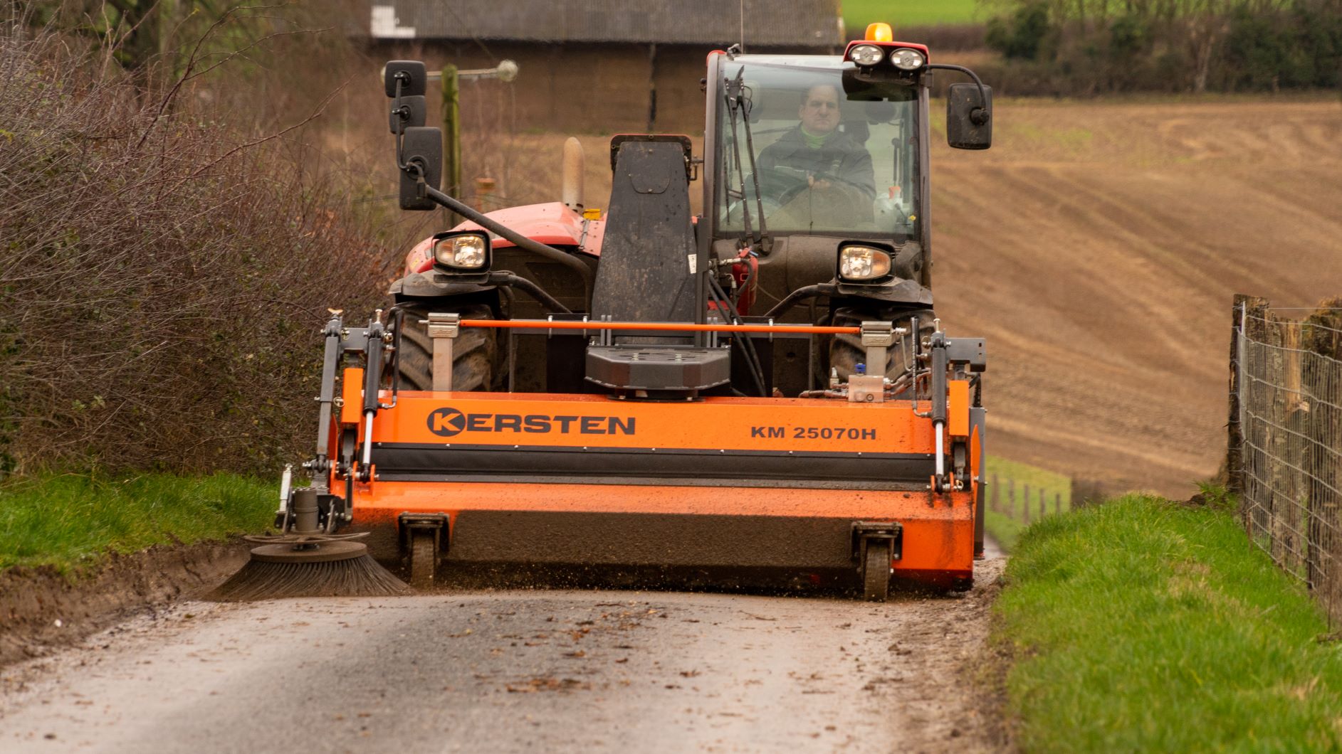 Case Study: Sweeping Mud on the road with a Manitou MT835 Telehandler - Cover Image