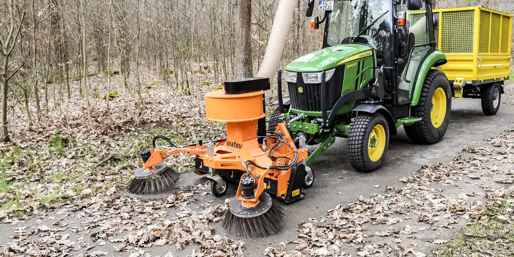 Matev vacuum sweeper collecting autumn leaves